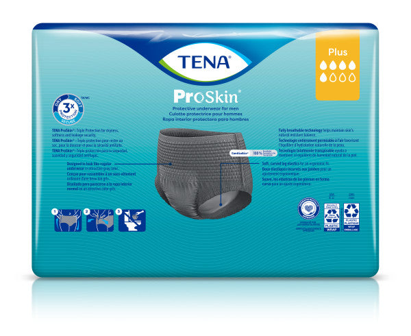 TENA ProSkin Protective Incontinence Underwear for Men, Moderate Absorbency, Medium, 34" - 44".