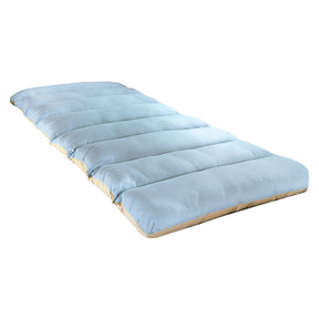 Light blue medical bed pad for pressure relief on a white background