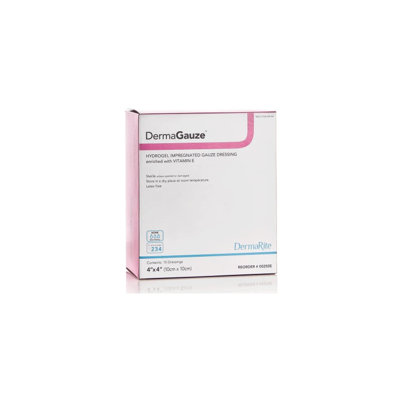 DermaGauze hydrogel impregnated gauze dressing box, 4x4 inch, medical wound care supply