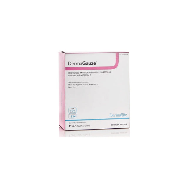 DermaGauze hydrogel impregnated gauze dressing box, 4x4 inch, medical wound care supply
