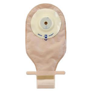 Beige ostomy pouch with adhesive barrier for medical use, home care supplies