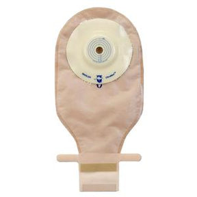 Beige ostomy pouch with adhesive barrier for medical use, home care supplies