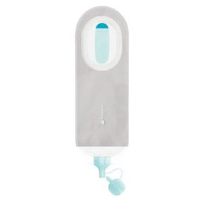 Medical ostomy pouch with blue closure valve for home healthcare use