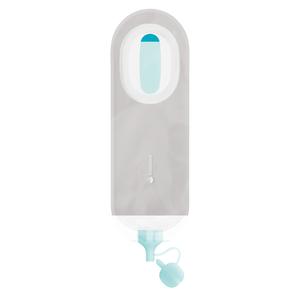 Medical ostomy pouch with blue closure valve for home healthcare use