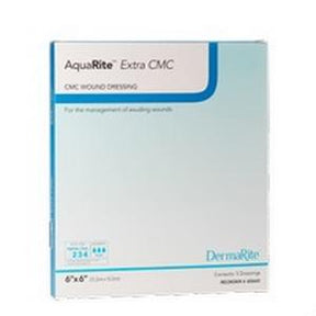 AquaRite Extra CMC wound dressing box for managing exuding wounds, 6x6 inch size.