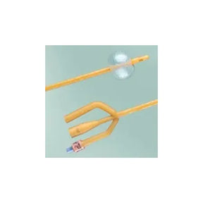 Sterile silicone Foley urinary catheter with inflatable retention balloon and dual drainage ports