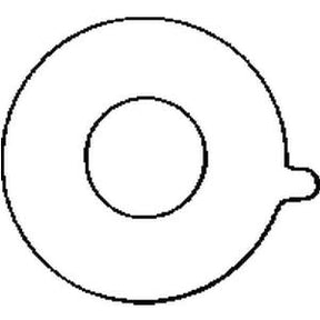Black outline of a round medical adhesive patch with a central hole and side tab