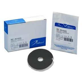 Medical foam dressing kit with box, sterile packet, and round foam roll on white background