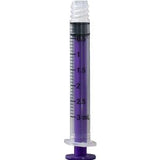 Purple oral medicine syringe 3 mL with measurement markings, essential medical supply.