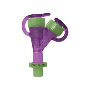 Purple and green ENFit feeding tube Y-connector for medical supply use
