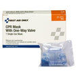 CPR mask with one-way valve in clear packaging, first aid emergency medical supply