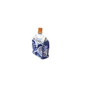 Reusable medical supply cooler bag with swirl design, orange cap, white and blue colors