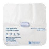Sterile medical dressing pad with absorbent center and blue text, labeled for correct side up use