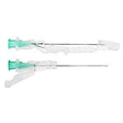 Sterile safety IV cannula with green hub and needle, medical supply for injections