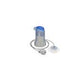 medical drainage bottle with tubing and blue cap on white background