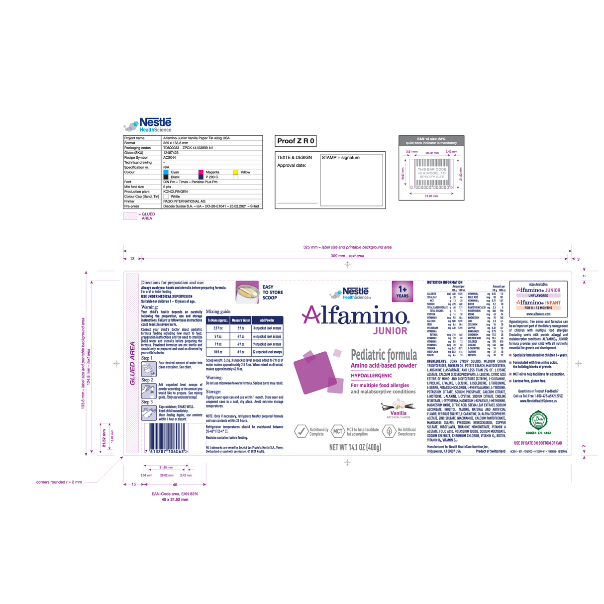 Alfamino Junior, Vanilla Powder, 14.1 Oz