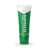 Biofreeze colorless gel tube for muscle and joint pain relief, green and white packaging