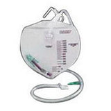Sterile medical urine drainage bag with measuring scale and attached tubing