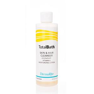 TotalBath skin and hair cleanser bottle with vitamin E moisturizing lotion by DermaRite