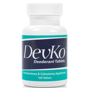 DevKo deodorant tablets bottle for ileostomy and colostomy appliances, 100 tablets