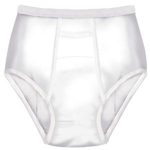 White adult incontinence underwear for men, medical absorbent brief on white background