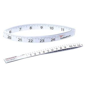 Flexible medical measuring tape with inch markings on a white background