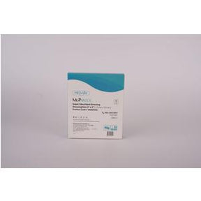 Packaging of non-adhesive foam wound dressing for medical use on a plain background