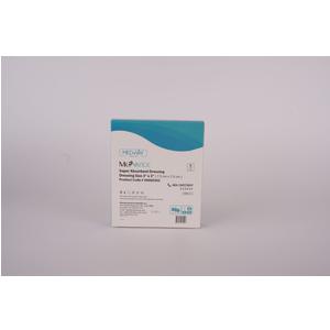 Packaging of non-adhesive foam wound dressing for medical use on a plain background