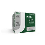 BD U-500 insulin syringes box for diabetes management, 0.5ml, 31G, home medical supplies