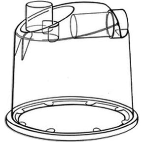 Line drawing of a nebulizer cup replacement part for respiratory medical equipment.