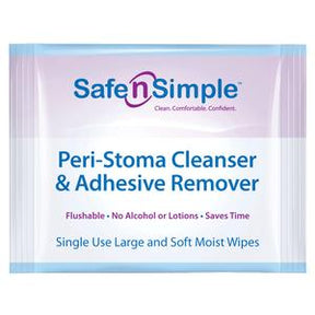Safe n Simple peri-stoma cleanser and adhesive remover wipes single-use packet