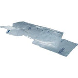 Clear medical urine drainage bag with graduated measurement markings and tubing
