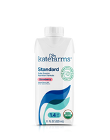 Kate Farms Standard strawberry nutrition formula 11 fl oz carton, front view, USDA organic