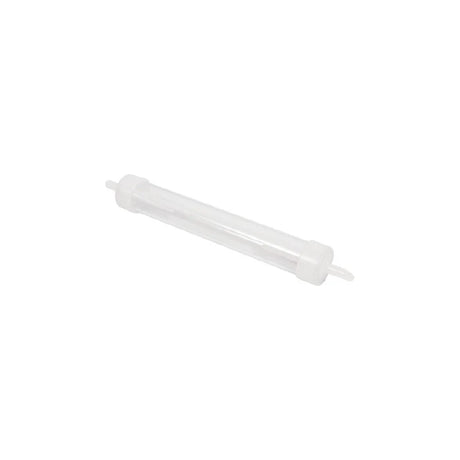 Clear plastic medical tube with connectors on both ends for fluid transfer