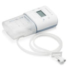 Portable digital medical infusion pump with LCD screen and attached tubing