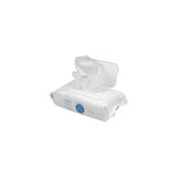 Open pack of CPAP cleaning wipes for medical equipment on a white background