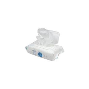 Open pack of CPAP cleaning wipes for medical equipment on a white background