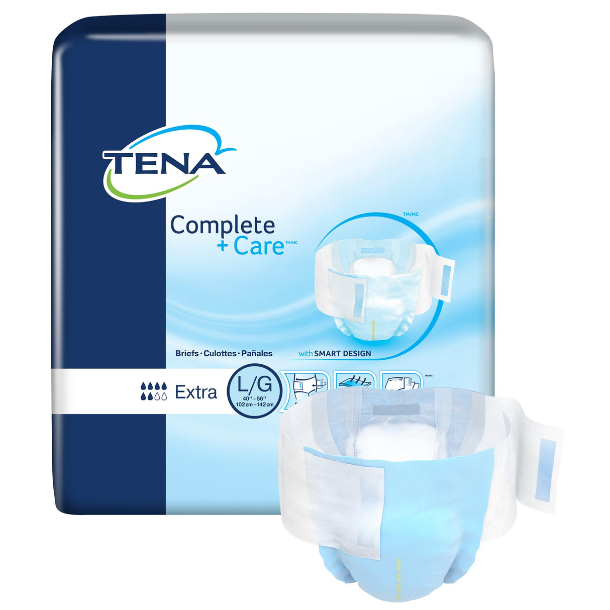 Tena Complete +care Brief, Large 40" - 56", 24 Count.
