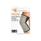 IMAK Arthritis Knee Sleeve packaging showing grey knee support on leg