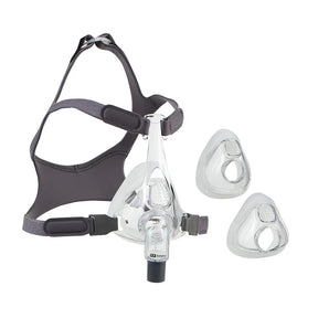 Full face CPAP mask with headgear and two replacement cushions for sleep apnea therapy