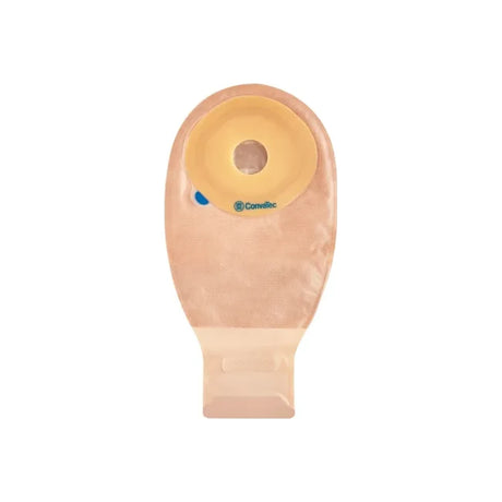 Ostomy bag with adhesive barrier and drainable closure for stoma care