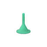 Green silicone catheter tip adapter for medical supply use, isolated on white background.