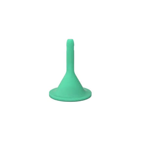 Green silicone catheter tip adapter for medical supply use, isolated on white background.