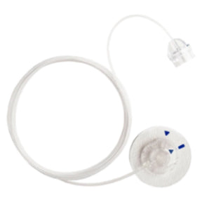 Infusion set with tubing and adhesive patch for insulin pump therapy