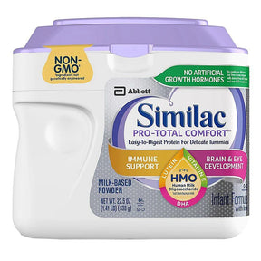 Similac Pro-Total Comfort infant formula powder container, non-GMO, immune support, 22.5 oz