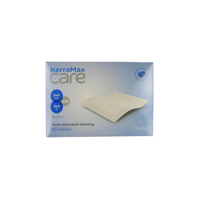 KerraMax Care super-absorbent non-adhesive dressing 5x5cm box front view