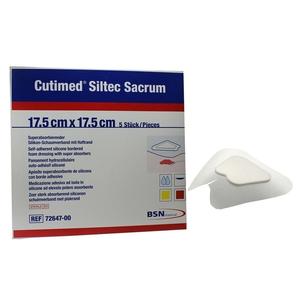 Cutimed Siltec Sacrum 17.5 cm wound dressing box with absorbent pad for chronic wound care