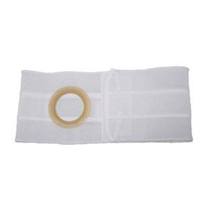 White abdominal binder with medical tape, essential for post-surgery support and wound care