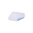 Disposable underpad with absorbent white surface and blue waterproof backing for incontinence