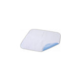 Disposable underpad with absorbent white surface and blue waterproof backing for incontinence